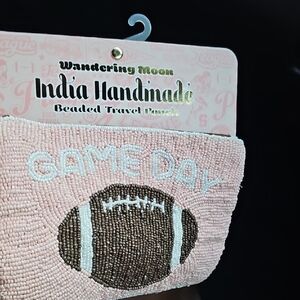 Wandering Moon Pink Beaded Travel Pouch